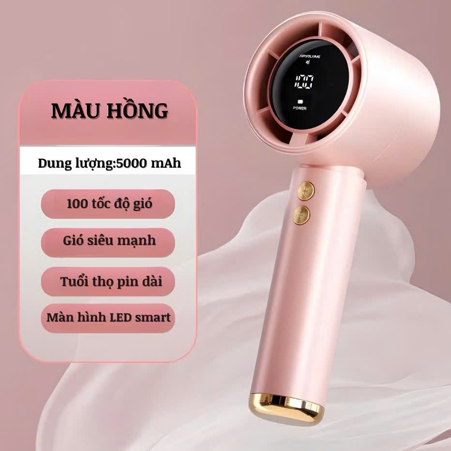 Quạt Cầm Tay FENITE 100 Tốc Độ Gió Pin 10000mAh Màn Hình LED Giá Rẻ